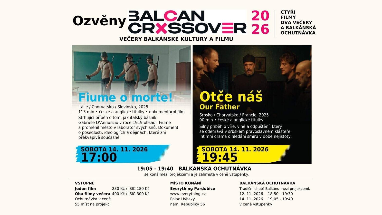 Ozvěny Balcan Crossover 2026 - film Otče náš – divadlo, Hudba a Kino, Pardubice – fotka 2