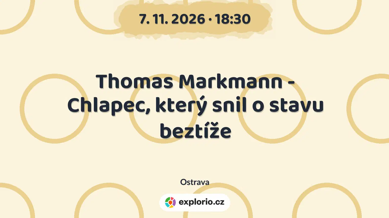 Thomas Markmann - Chlapec, který snil o stavu beztíže – divadlo, Hudba a Kino, Ostrava
