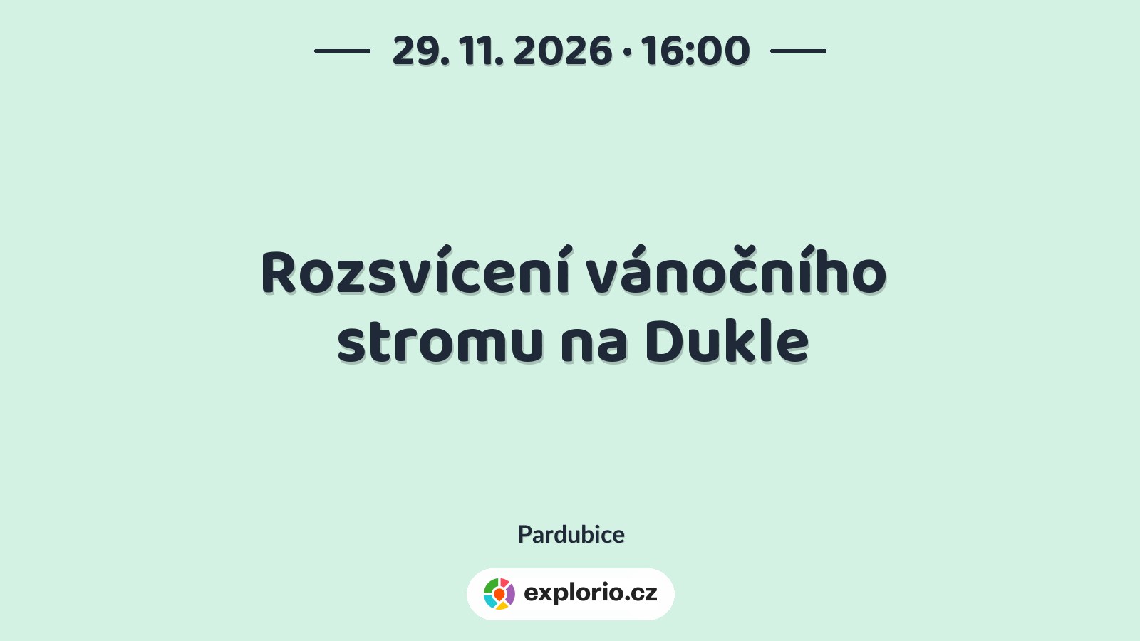 Rozsvícení vánočního stromu na Dukle – festivaly a Slavnosti, Pardubice
