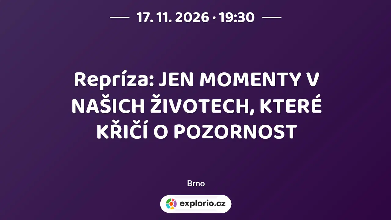 Repríza: JEN MOMENTY V NAŠICH ŽIVOTECH, KTERÉ KŘIČÍ O POZORNOST – divadlo, Hudba a Kino, Brno