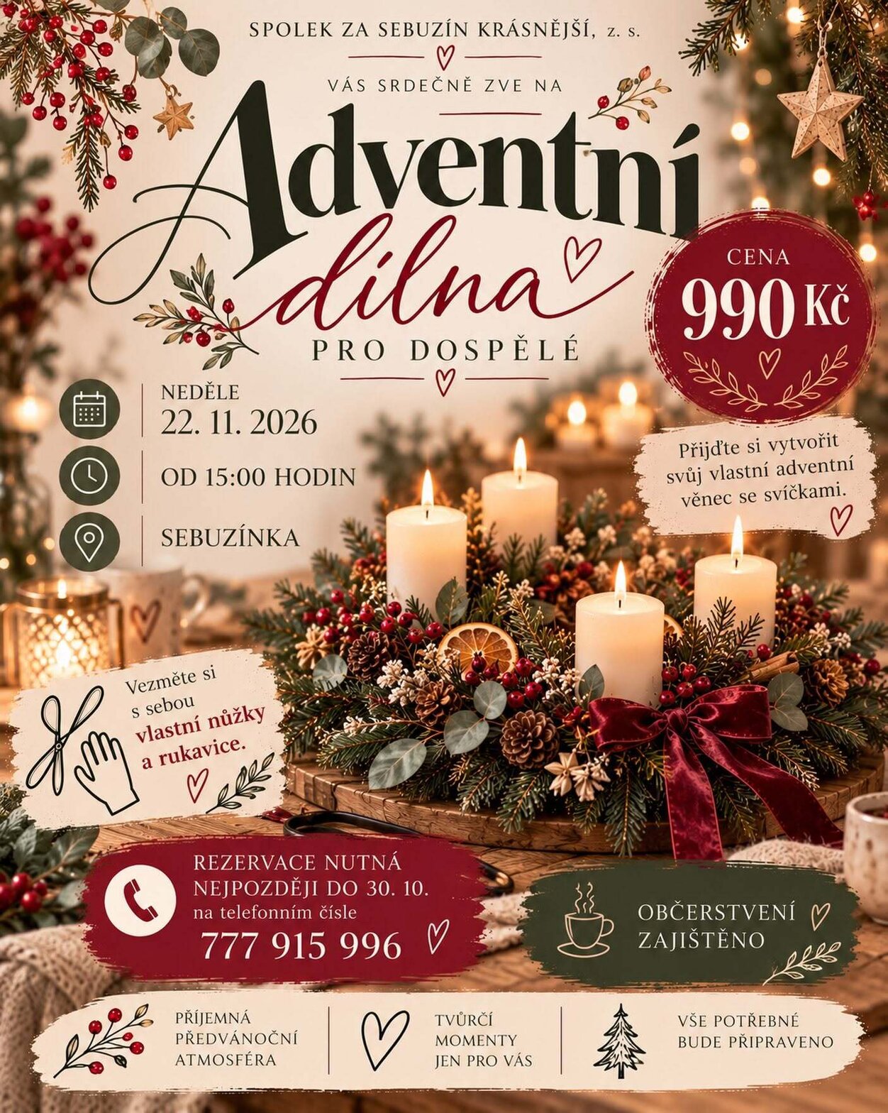 ADVENTNÍ DÍLNA PRO DOSPĚLÉ – tvořivé dílny a Workshopy, Ústí nad Labem – fotka 2
