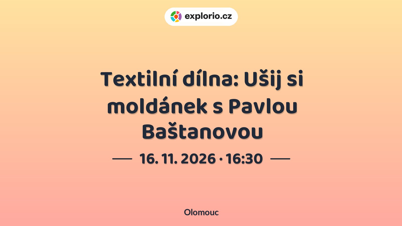 Textilní dílna: Ušij si moldánek s Pavlou Baštanovou – tvořivé dílny a Workshopy, Olomouc