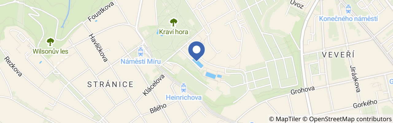 Mapa - Koupaliště Kraví hora