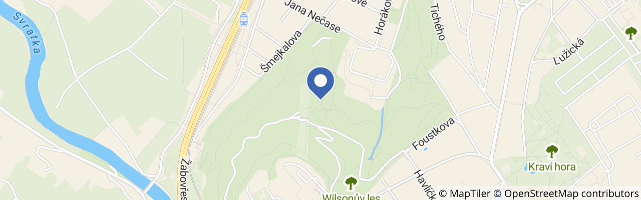Mapa - Park Kraví hora Brno