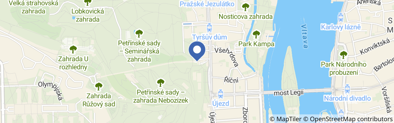 Mapa - Lanovka na Petřín