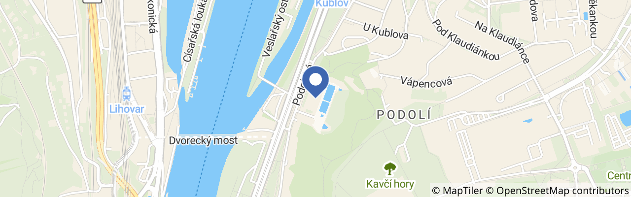 Mapa - Plavecký stadion Podolí