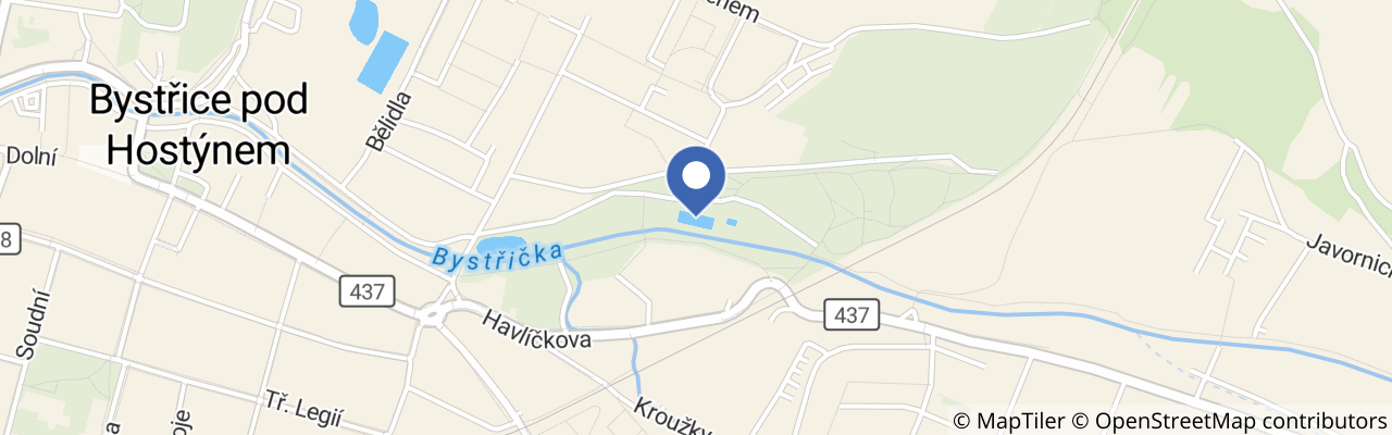 Mapa - Koupaliště Bystřice pod Hostýnem