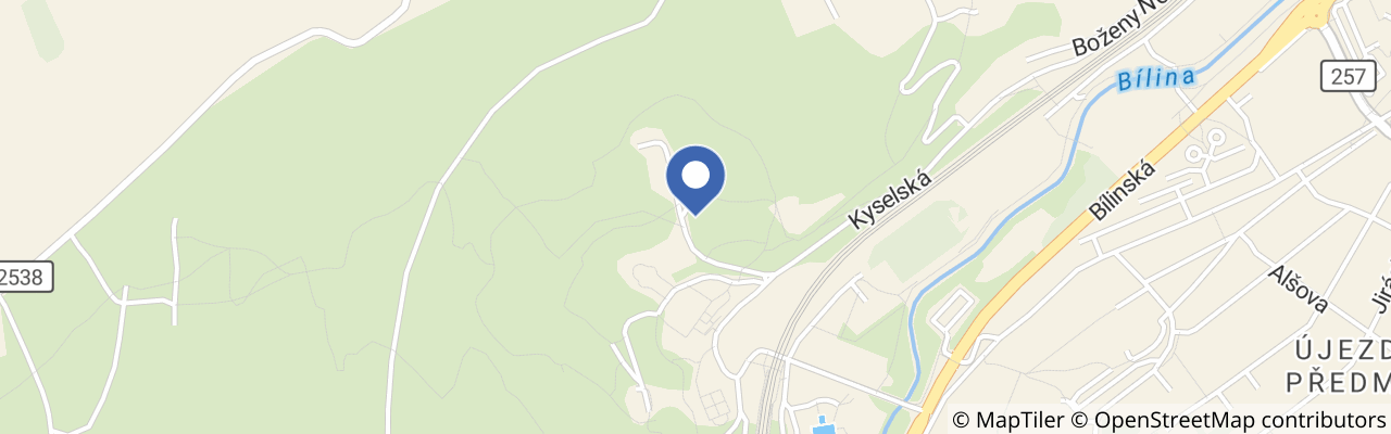 Mapa - Lesopark Bílina Kyselka, kuličkodráha, hřiště