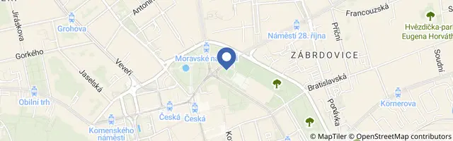 Mapa - Světelná fontána a trysky u Janáčkova divadla