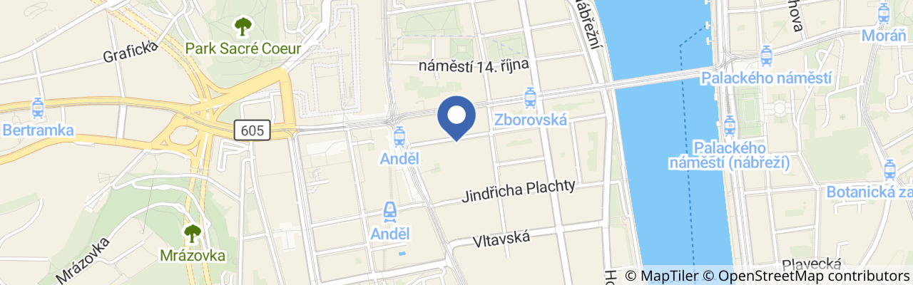 Mapa - Garage Billiard & Bowling Smíchov