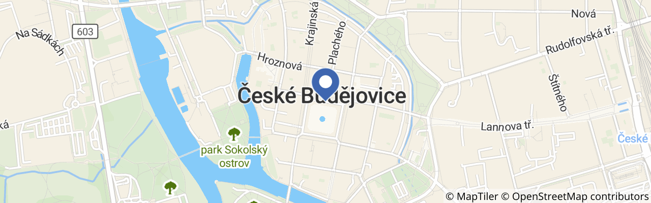 Mapa - Kluziště v Českých Budějovicích – bruslení kolem Samsonovy kašny