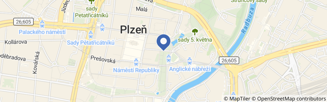 Mapa - Večery vážné hudby v Proluce v Plzni 2026