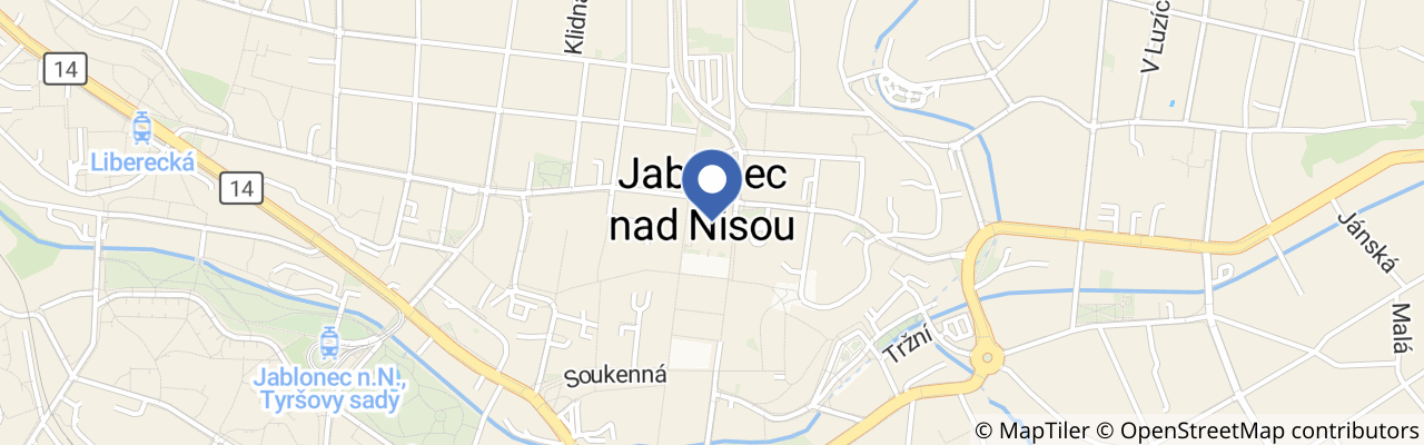 Mapa - Vánoční slavnosti v Jablonci nad Nisou 2026