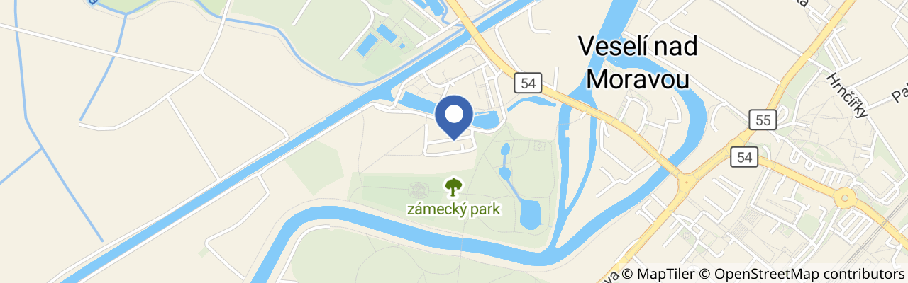 Mapa - Jóga na střeše bistra Dog in Dock ve Veselí nad Moravou