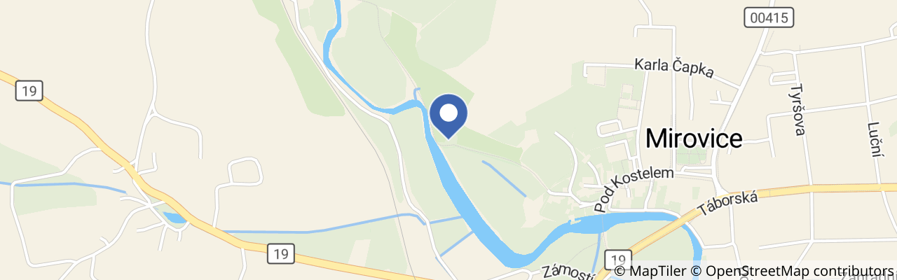 Mapa - Festival U Skály v Mirovicích na Písecku 2026